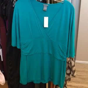 NWT Teal rayon spandex knit top